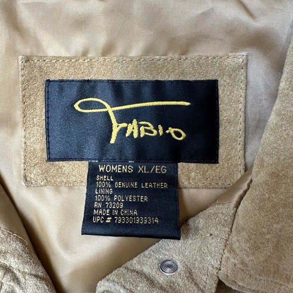 Vintage Fabio Suede Leather Trucker Jacket Cowgirl 90s Brown XL Machine Washable - Picture 6 of 13